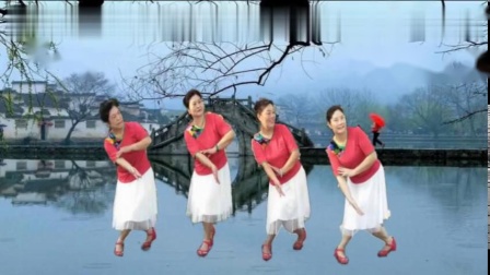 4位辣妈跳广场舞《花桥流水》表演西瓜妹的