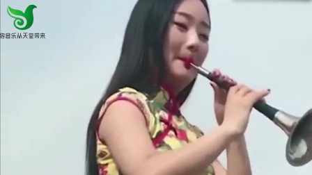 旗袍美女用唢呐吹奏一曲《荷塘月色》这水平