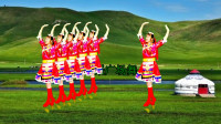 草原民族风广场舞《天边花正香》完整版附教