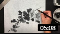 水墨画小品《菊与雀》用笔简洁干练 笔墨功
